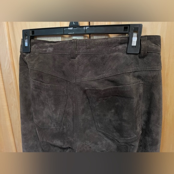 New Frontier Women's Dark Brown Suede Satin Lined Bootcut Pants Sz 2 - Picture 6 of 7